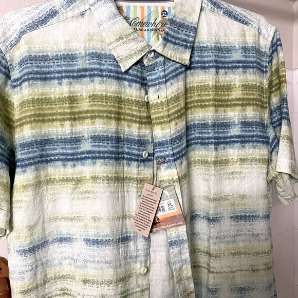 St Somewhere Other - Men’s St. Somewhere ,s/s shirt XL, Linen, Green